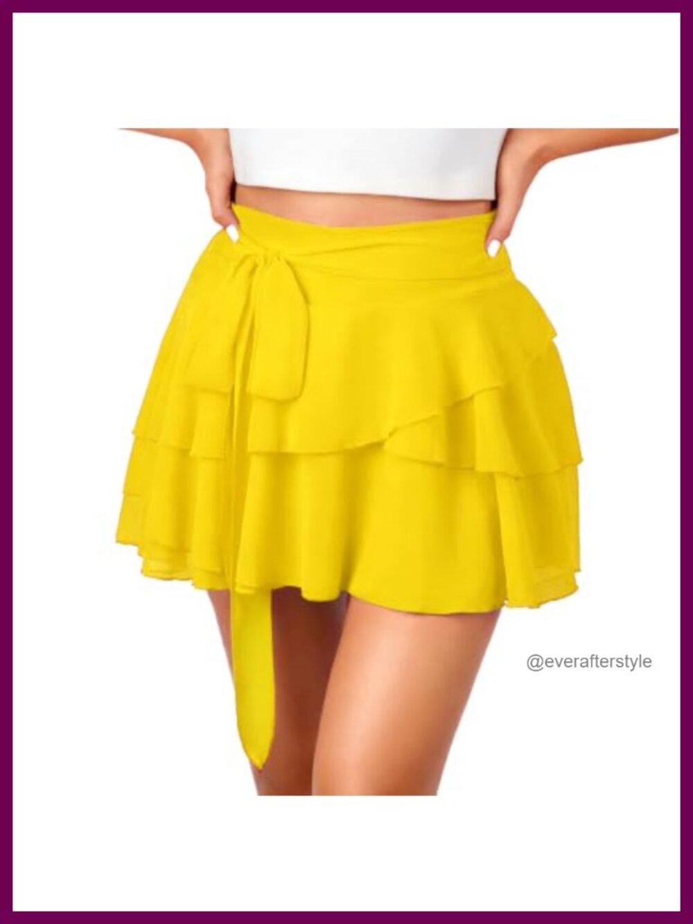 Ruffle Mini Skort with Built-in Shorts High Waist Layered Flowy Chiffon